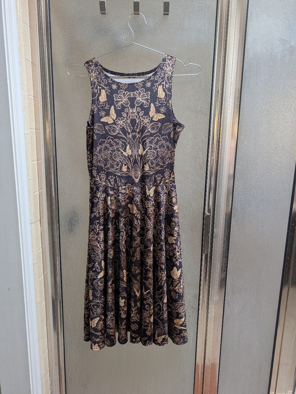Golden Garden Velvet Princess Midi Dress